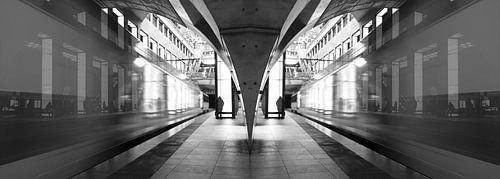 Waiting for the train at Antwerp Central Station.