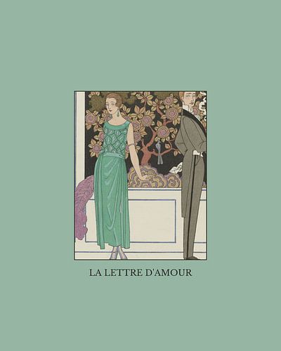 La lettre d'amour | De liefdes brief | Historische Art Deco mode prent | Vintage  liefd