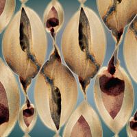 Tidal Teal Bloom Aqua 983 - Organische Kustvormen in Zand, Zeemist en Diepwarm Roodbruin