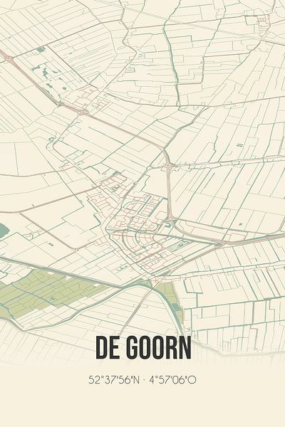 Vieille carte de De Goorn (Hollande du Nord) par Affiches de lieux