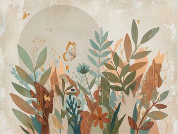 Modern Biophilic Design with abstract leaves and flowers by Studio Pieternel