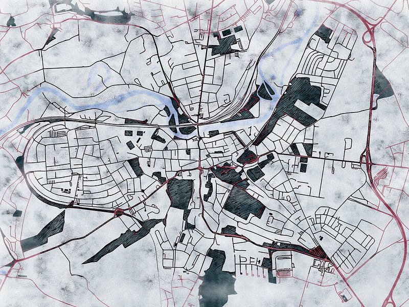 Kaart van Weißenfels in de stijl 'White Winter' van Maporia