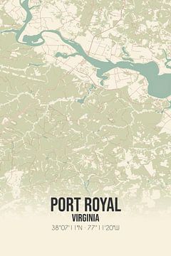 Vintage landkaart van Port Royal (Virginia), USA. van MijnStadsPoster