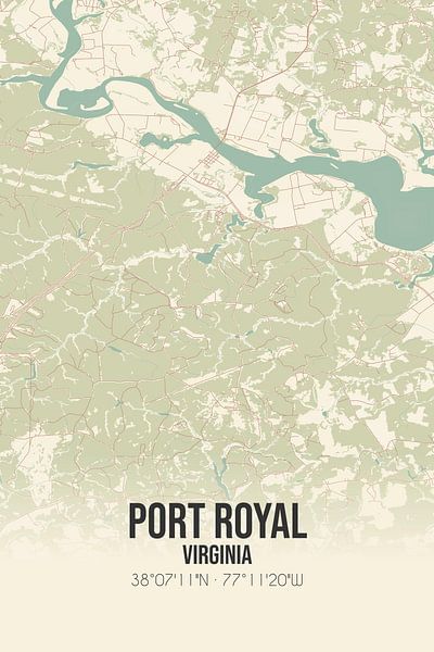 Alte Karte von Port Royal (Virginia), USA. von Ortsdrucke