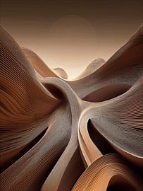 Des vagues abstraites dans des tons chauds de sable et de terre sur STUDIO ARTSY