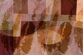 Fern leaves. Modern abstract botanical art in rusty brown, terracotta and pink. by Dina Dankers
