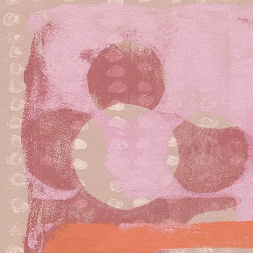 Abstracte vormen in roze, paars, oranje, beige en wit I