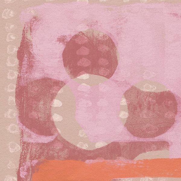 Abstract shapes in pink, purple, orange, beige and white I by Dina Dankers