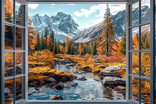 kijk uit het raam met zicht op een prachtig landschap