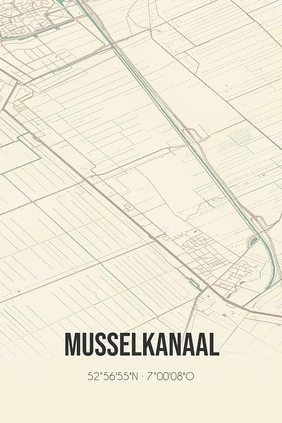 Vintage map of Musselkanaal (Groningen) by Prints of Place