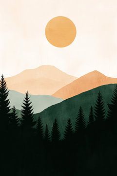 Berglandschap met gouden zonsopgang van Poster Art Shop