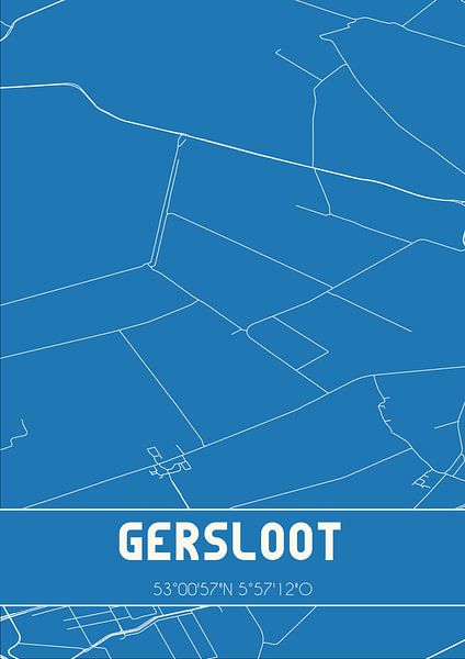 Blauwdruk | Landkaart | Gersloot (Fryslan) van Stad & Wand