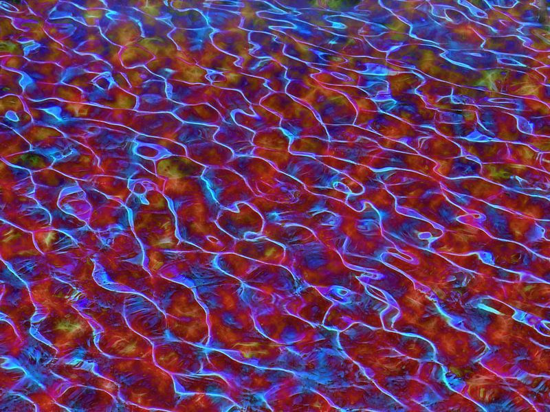 Water-Golven (Kleurrijke Waterstructuur) Versie 2 Blauw van Caroline Lichthart