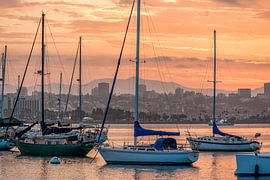 Sailboats Close-Up Sunrise - San Diego by Joseph S Giacalone Photography