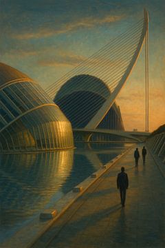 Sérénité cinématographique de Valence - Cité des arts et des sciences au crépuscule sur Travel Shop