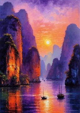 Ha Long Bay Schemering met Zon van MIROKKU