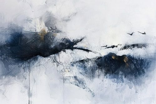 Abstract schilderij, wit en grijs, winter