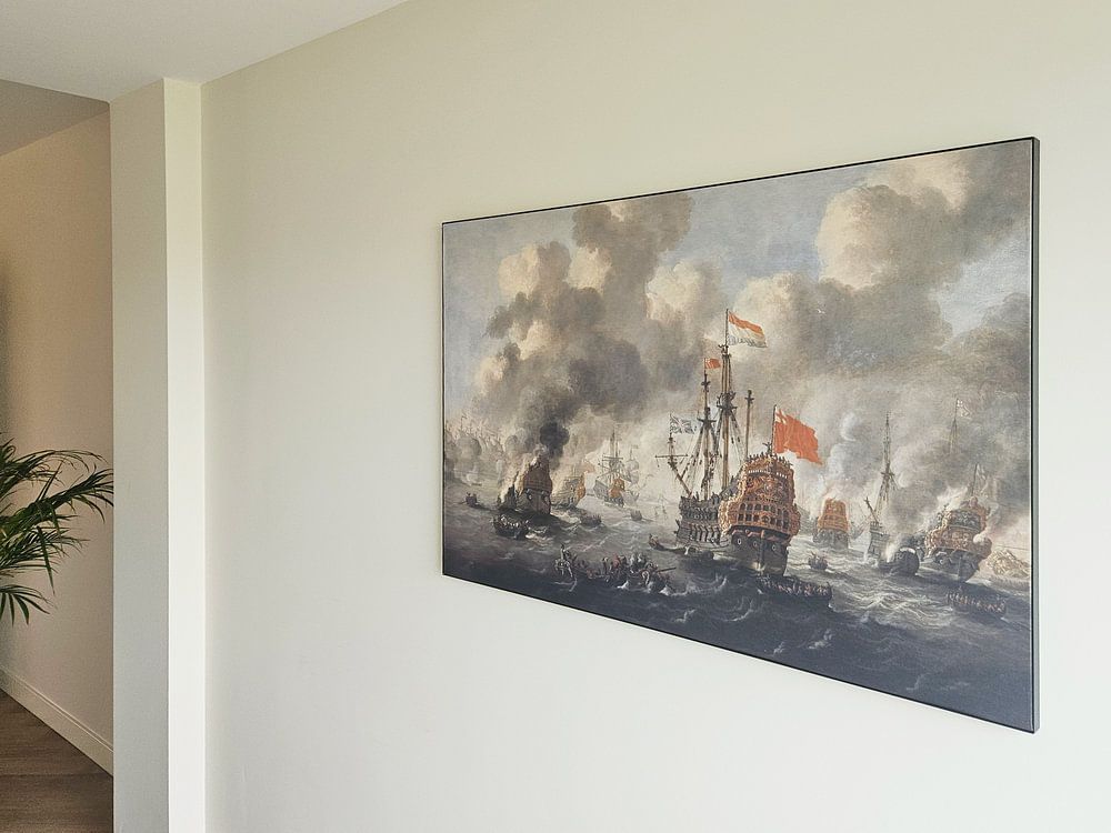 VOC Zeeslag schilderij: Het verbranden van de Engelse vloot voor Chatham, 20 juni 1667, Peter van de 