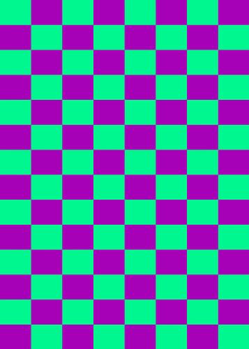 Damier vibrant de turquoise et de violet