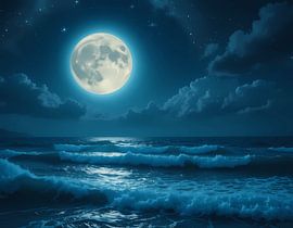 Maanverlichte omhelzing van de oceaan