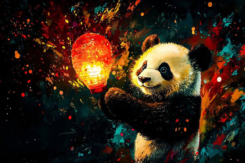 Panda met felle lantaarn van Imperial Art House