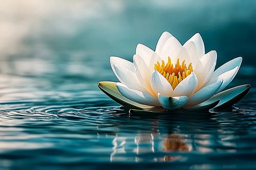 Witte waterlelie op kalm water