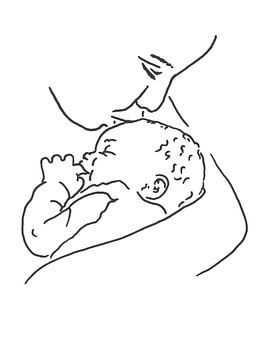 A mother's love (line drawing child portrait newborn baby room beige line art minimalism von Natalie Bruns