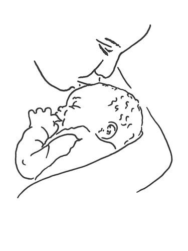 De liefde van een moeder (lijntekening kind portret pasgeboren baby kamer beige line art minimalisme