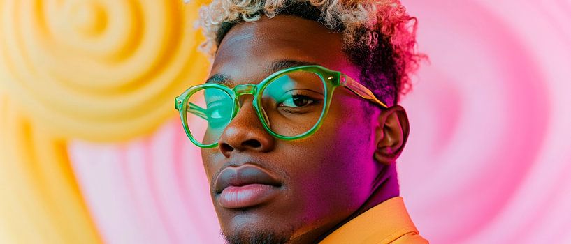 Homme à la mode avec un fond coloré par Poster Art Shop