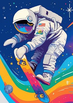 Astronaut Skateboarding on Space by MIROKKU
