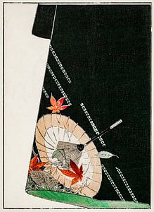 Parasol print on a Japanese robe illustration