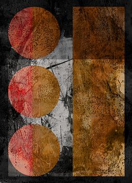Abstract shapes and lines in warm rusty colors no. 5 by Dina Dankers