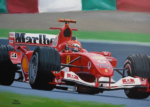Michael Schumacher Ferrari F2004 Formule 1 schilderij door Toon Nagtegaal van Toon Nagtegaal