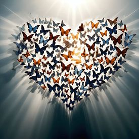 Een gloeiend hart vol vlinders van Art Twist by M