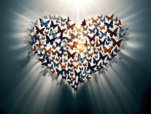 Un cœur rayonnant plein de papillons
