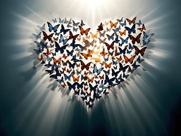 Un cœur rayonnant plein de papillons sur Art Twist by M