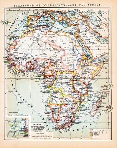 Afrika. Staatkundige vintage kaart ca. 1900