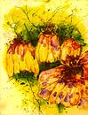Fleurs sur fond jaune par Klaus Heidecker Aperçu
