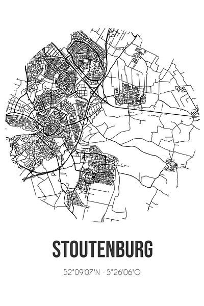 Stoutenburg (Utrecht) | Map | Black and white by Prints of Place