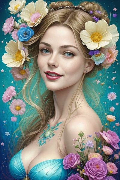 Woman with flowers by Mark Bosman