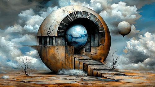 Het oog van tijd in eindeloze ruimte