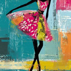 Ierland Schilderij van Vrouw | Vrouw Jurk van Abstract Schilderij