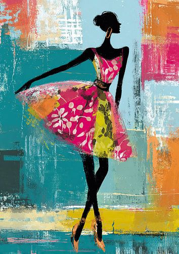 Ierland Schilderij van Vrouw | Vrouw Jurk van Abstract Schilderij