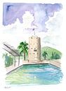 Charlotte Amalie St Thomas Szene mit Blackbeard Turm von Markus Bleichner Miniaturansicht