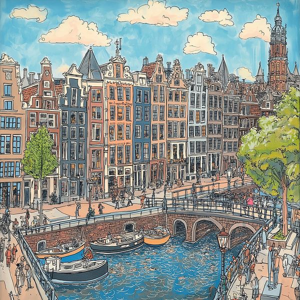 Amsterdam van Abstract Schilderij