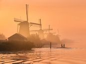 Foggy sunrise at Kinderdijk by Ellen van den Doel thumbnail