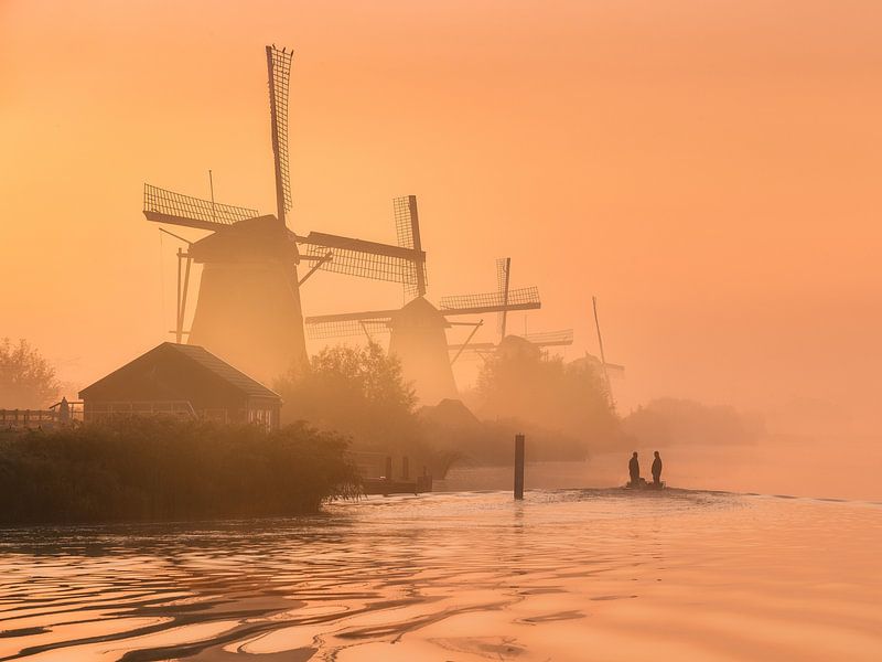 Foggy sunrise at Kinderdijk by Ellen van den Doel