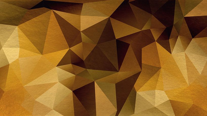 Abstract geometric pattern with triangles in gold and copper by Dina Dankers