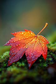 Herbstblatt mit Tautropfen von Art & Soul Creations