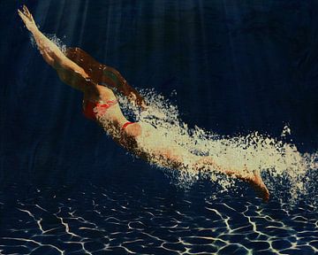 Vrouw duikt in het zwembad van Jan Keteleer